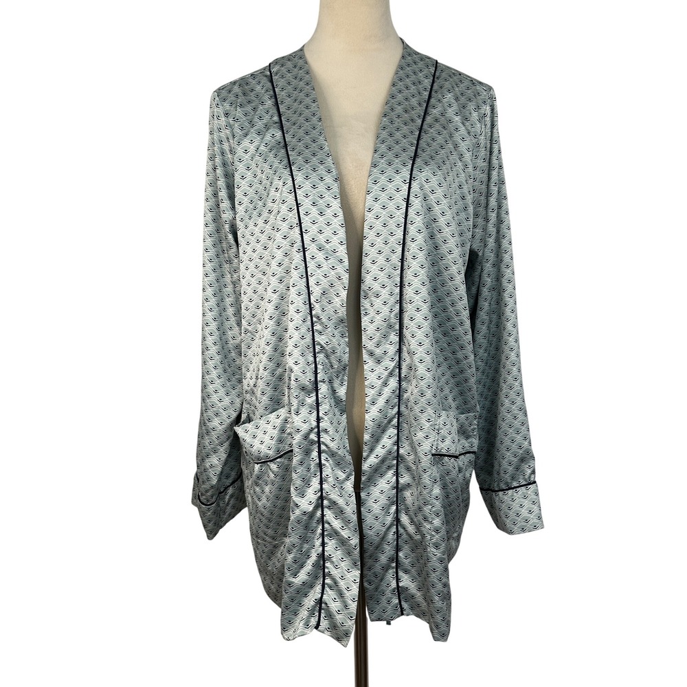 Victoria's Secret Kimono Robe Blue Open‎ Front Loungewear Lightweight WomenLarge